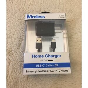Just Wireless 2.4A/12W Home Charger-6ft USB-C to USB-A Cable